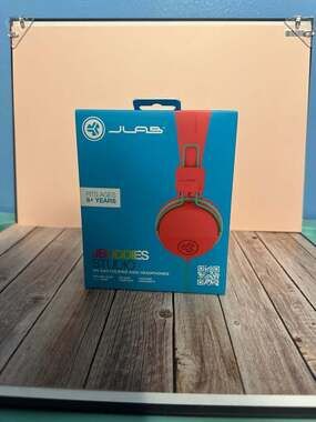 JLab JBuddies Studio Wired On-Ear Kids Folding Headphones - Red/Green